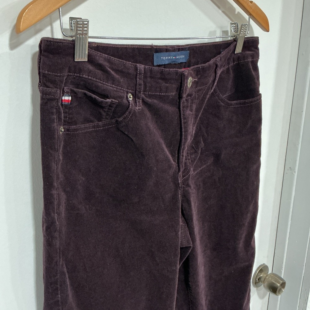 Tommy Hilfiger Tribeca Corduroy Maroon Straight Ankle Pants J3HK0554 Womens 10 - Picture 3 of 11